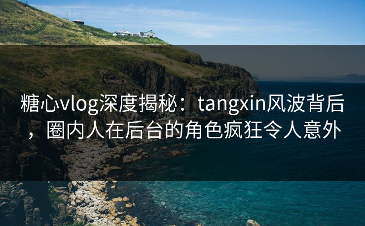 糖心vlog深度揭秘：tangxin风波背后，圈内人在后台的角色疯狂令人意外