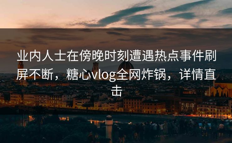 业内人士在傍晚时刻遭遇热点事件刷屏不断，糖心vlog全网炸锅，详情直击