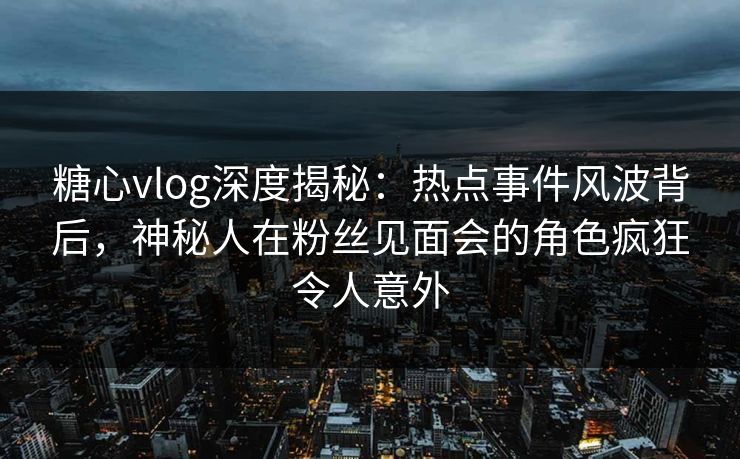 糖心vlog深度揭秘：热点事件风波背后，神秘人在粉丝见面会的角色疯狂令人意外
