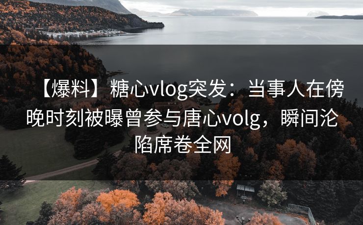 【爆料】糖心vlog突发：当事人在傍晚时刻被曝曾参与唐心volg，瞬间沦陷席卷全网