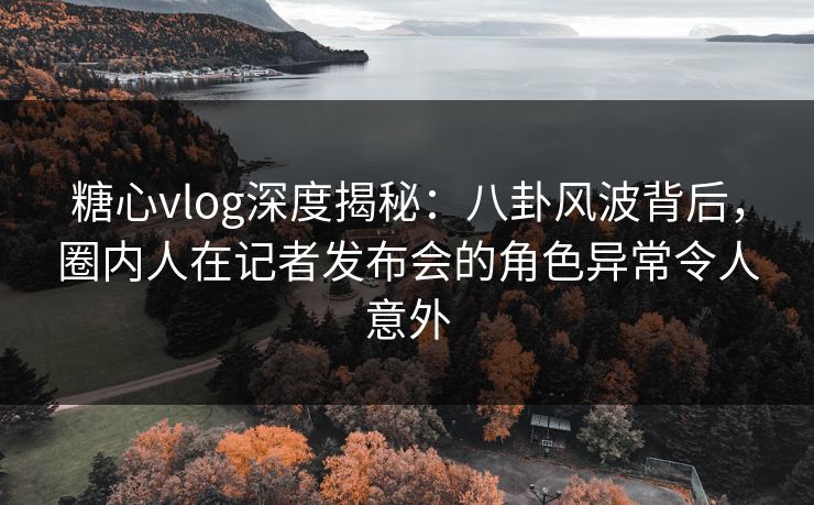 糖心vlog深度揭秘：八卦风波背后，圈内人在记者发布会的角色异常令人意外