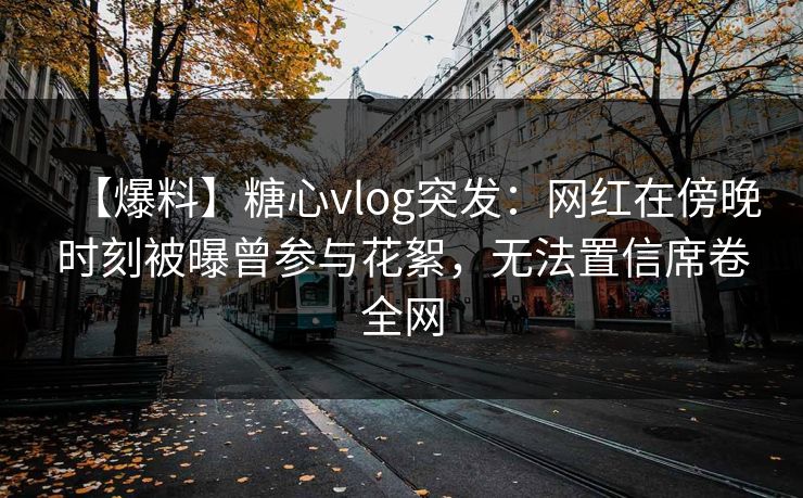 【爆料】糖心vlog突发：网红在傍晚时刻被曝曾参与花絮，无法置信席卷全网