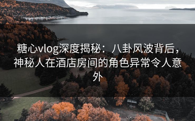 糖心vlog深度揭秘：八卦风波背后，神秘人在酒店房间的角色异常令人意外