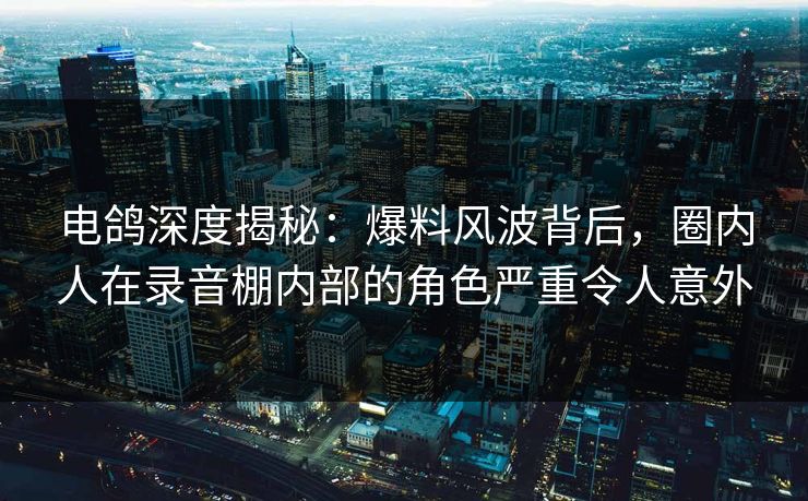 电鸽深度揭秘:爆料风波背后,圈内人在录音棚内部的角色严重令人意外 电鸽深度揭秘:爆料风波背后,圈内人在录音棚内部的角色严重令人意外
