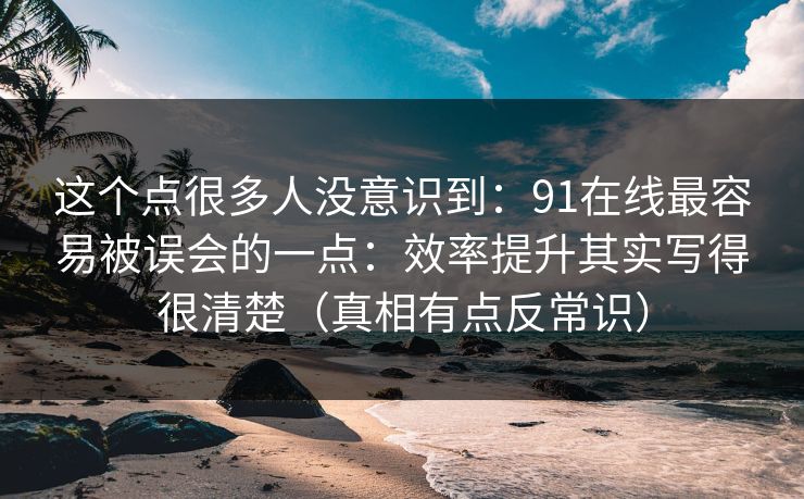 这个点很多人没意识到：91在线最容易被误会的一点：效率提升其实写得很清楚（真相有点反常识）