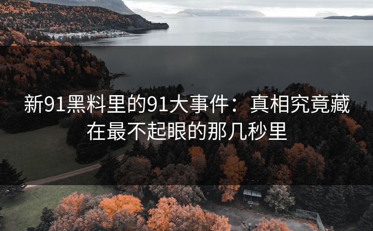 新91黑料里的91大事件:真相究竟藏在最不起眼的那几秒里 新91黑料里的91大事件:真相究竟藏在最不起眼的那几秒里